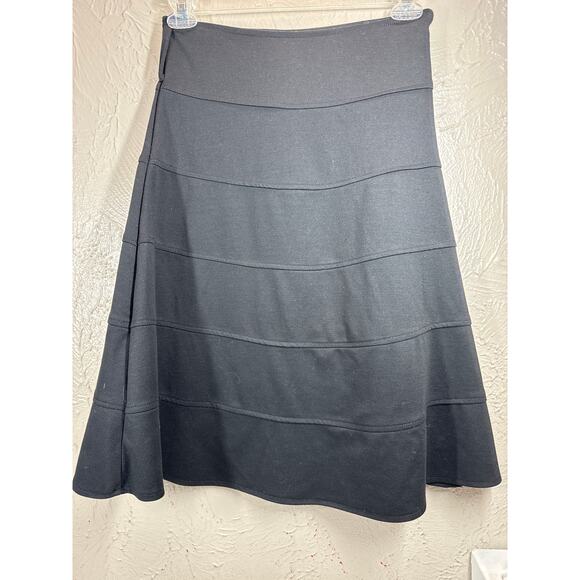 Linea Domani Womens Black Skirt Zip Up Waist Tiered Stretch Size 2 - Picture 1 of 5
